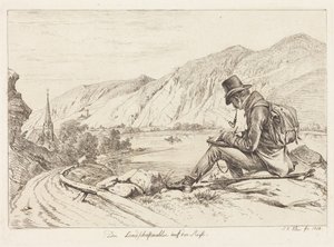 De landschapsschilder op reis (The Landscape Painter on Tour) door Johann Adam Klein