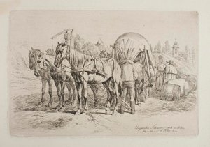 Hongaarse paardenwagen door Johann Adam Klein