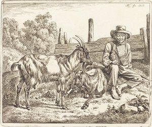 Herderjongen met twee geiten