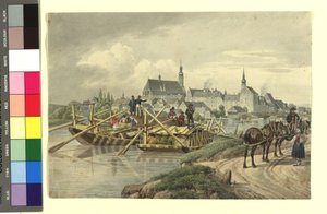 Straubing vanuit het noorden door Johann Adam Klein