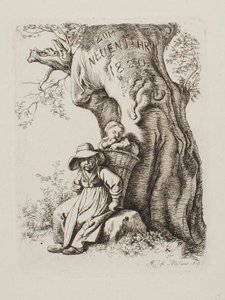 Voor het nieuwe jaar 1820. Boerin met een kind door Johann Adam Klein