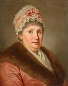 Burgerdame met kanten kap en bontkraag door Johann Baptist Lampi d. Ä.