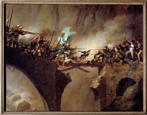 Slagen van de Tweede Coalitie: De oversteek van de Duivelsbrug naar de Gotthardpas in Zwitserland door de Russische maarschalk Alexander Souwaroff, 26 september 1799