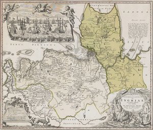 Kaart van Ingria met uitzicht op Sint-Petersburg