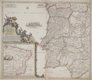 Portugal en Algarve (Portugallia et Algarbiae), c.1704 (handgekleurde ets) door Johann Baptista Homann
