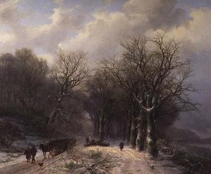 De Houtkar in de Winter door Johann Bernard Klombeck