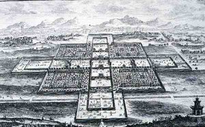 Perspectief Weergave van het Keizerlijk Paleis, Peking, China, uit 