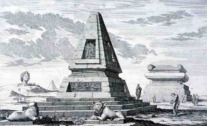 Piramides die het Graf van Koning Sotis van Egypte markeren, gevonden in de ruïnes van Heliopolis, uit 