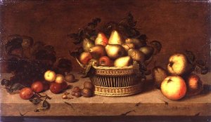 Stilleven van fruit in een mand