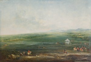 Laxenburg vanaf het Münkendorfer Lusthaus richting zuidwest door Johann Christian Brand