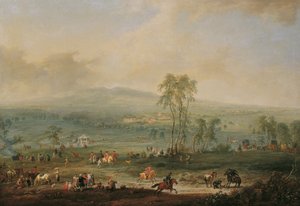 Laxenburg vanaf de Schneiderau richting Guntramsdorf en Mödling door Johann Christian Brand