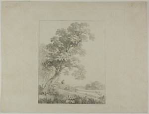 Landschap met een grote boom door Johann Christian Klengel