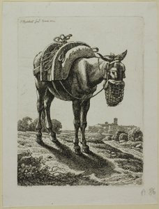 Voedende muilezel - Voorkant, uit Die Zweite Thierfolge