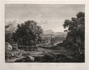 Heroïsch landschap: vee dat de rivier oversteekt, 1795 door Johann Christian Reinhart