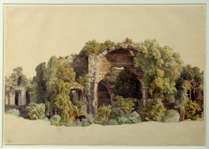 Ruïnes van Villa Anchiana in Tivoli. Tekening door Johann Christian Reinhart (1761-1847)