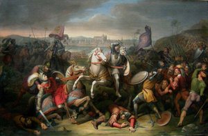 Hertog Erich von Calenberg redt keizer Maximiliaan in de slag bij Regensburg door Johann Christian Riepenhausen