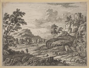 Landschap met twee verwoeste torens door Johann Christoph Dietzsch