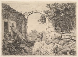 Meisje met een lading hooi, buiten Thorbogen door Johann Christoph Erhard