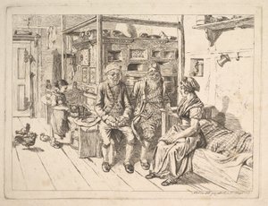 De Joodse familie rond de kachel door Johann Christoph Erhard