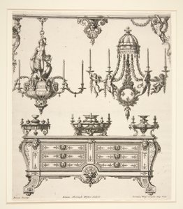 Blad uit Commodes et Lustres door Johann Christoph Hafner