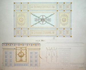 Decoratieve ontwerpen voor het interieur van het Beberbeck-paleis, door Israel Schwalm door Johann Conrad (after) Bromeis