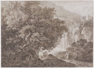Bebost berglandschap (Tivoli) door Johann Conrad Steiner
