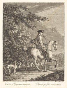 Jager met een roedel honden