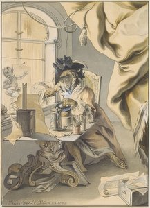 De aap als graveur en goudsmid door Johann Esaias Nilson