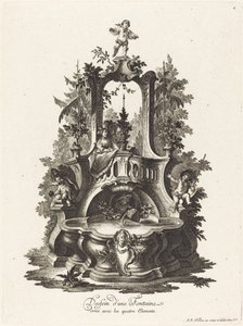 Ontwerp voor een Fontein Versierd met de Vier Elementen door Johann Esaias Nilson
