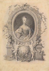 Portret van koningin Marie-Antoinette in een sierlijst, eind 18e eeuw door Johann Esaias Nilson