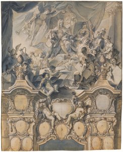 De kunsten en krachten brengen hulde aan keizer Karel VI door Johann Evangelist Holzer