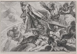 Allegorie van de winter met Diana de jageres door Johann Georg Bergmuller