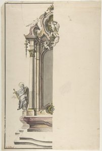 Ontwerp voor een Aediculair Altaar met St. Paulus aan de Linkerkant, midden 18e eeuw