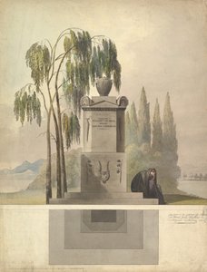 Ontwerp voor een Graf, Rothgeisser in Neurenberg Elevatie en Grondplan, 1826 door Johann Georg Dürschner