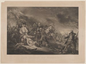 De slag bij Bunkershill door Johann Georg Nordheim