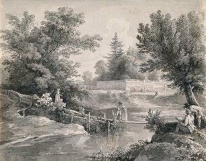 Bij de Hirschanger in de Engelse Tuin door Johann Georg von Dillis