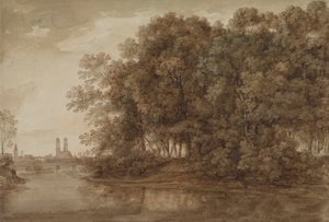 Uitzicht op München vanaf de Praterinsel door Johann Georg von Dillis