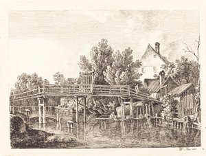 Der kleine Isarsteg door Johann Georg von Dillis