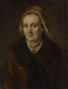 Oude vrouw met kap