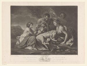 Jupiter gezoogd door de geit Amalthea door Johann Gerard Huck