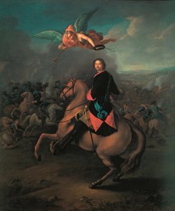 Peter I bij de slag om Poltava, 1710s door Johann Gottfried Tannauer