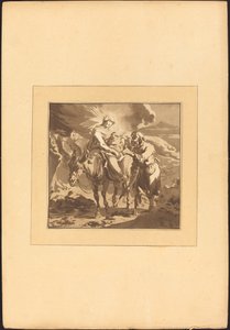 De Vlucht naar Egypte door Johann Gottlieb Prestel after Nicolaes Pietersz Berchem