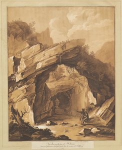 Uitzicht op de Grot bij Heilbrunn, nabij Salzburg door Johann Gottlieb Prestel, after Schellinger