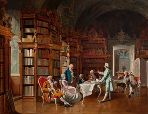 Bibliotheekscène, eind 19e eeuw