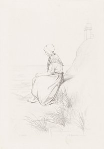 Meisje in de duinen door Johann Heinrich Maria Hubert Rennefeld