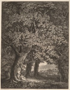 Italiaans landschap met een paar herders door Johann Heinrich Meyer
