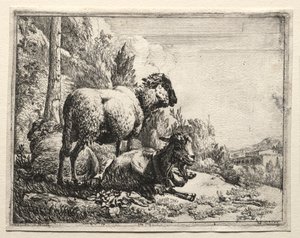Geit met bel, 1665 door Johann Heinrich Roos