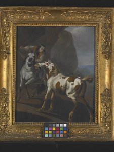 Indiaan temt een paard door Johann Heinrich Roos