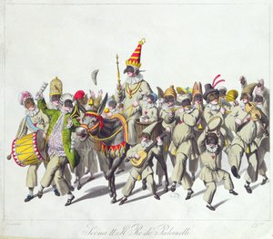 Processie van Koning Punch tijdens het Romeinse Carnaval, begin 19e eeuw door Johann Heinrich Stuermer