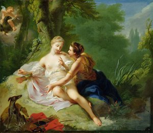 Jupiter vermomd als Diana verleidt Callisto, c.1756 door Johann Heinrich Tischbein